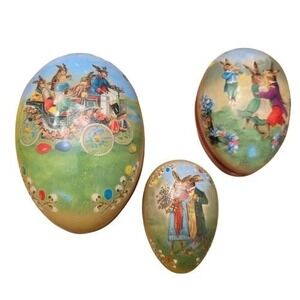 Williams Sonoma Papier Mache Nesting Eggs 3 Vintage Inspired Easter Folk Art